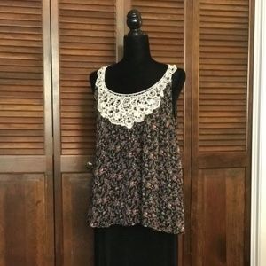 Summer Sleeveless Top w/ Crocheted Bib